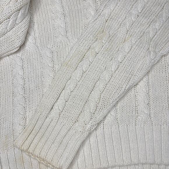 Y2K Cable Knit Sweater - Heavy Preppy V Neck - Dark Academia - Size L - Picture 3 of 8